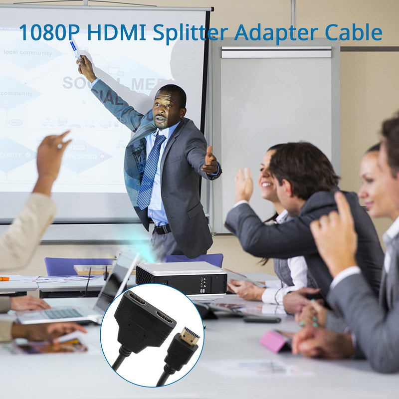 HDMI Cable Splitter 1 in 2 Out HDMI Adapter Cable HDMI Male to Dual HDMI Female 1 to 2 Way, Support Two TVs at The Same Time, Signal One In Two Out