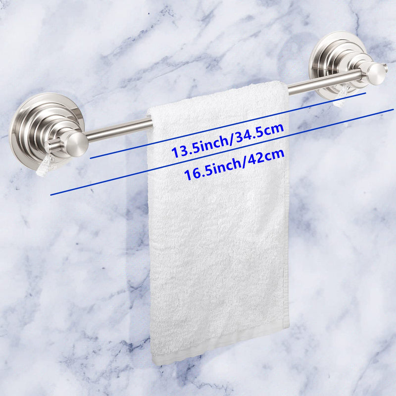 JiePai Suction Cup Towel Bar 16 Inch,Removable Vacuum Suction Towel Holder Suction Towel Rack Brushed Nickel Suction Towel Bar-16 Inch Brushed Nickel