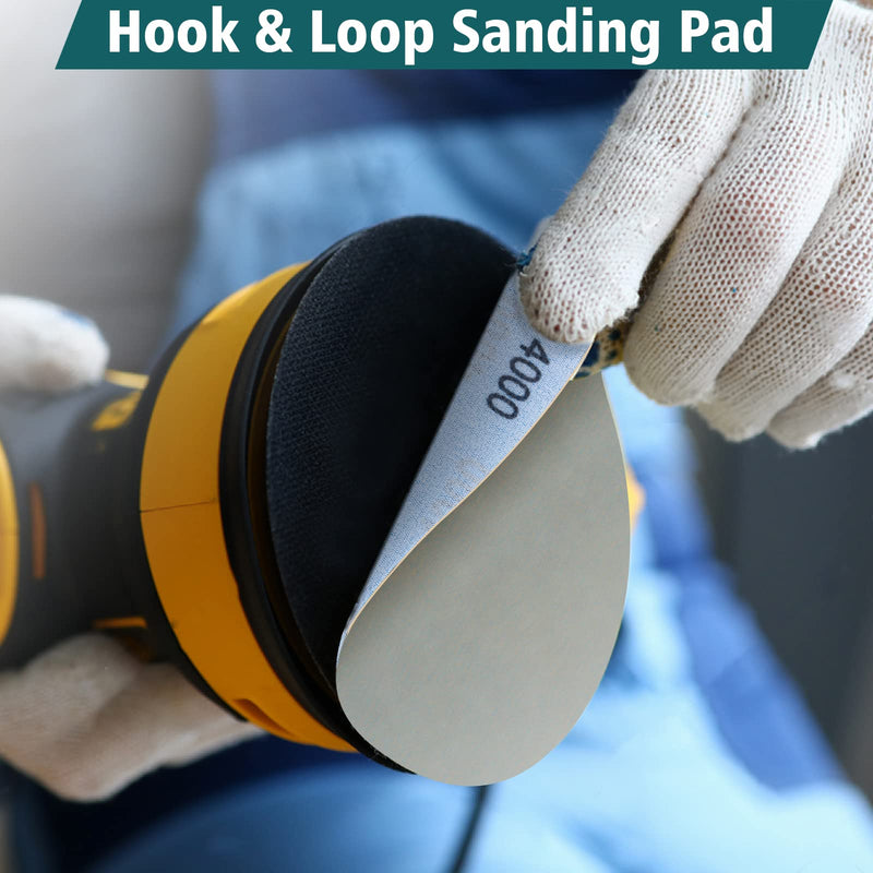 JatilEr Pack of 24 sandpaper 125 mm Velcro, grain size 600/800/1000/1500/2000/3000/4000/5000 sanding pads round without hole wet dry sanding discs eccentric sander sanding paper set for metal wood