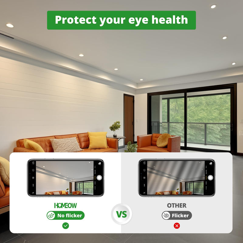 HOMEOW LED recessed spotlight 230V flat 7W 600LM, dimmable LED spots warm white 2700K neutral white 4000K cold white 6000K, IP44 recessed lights for the bathroom, 75-90MM hole size, set of 12