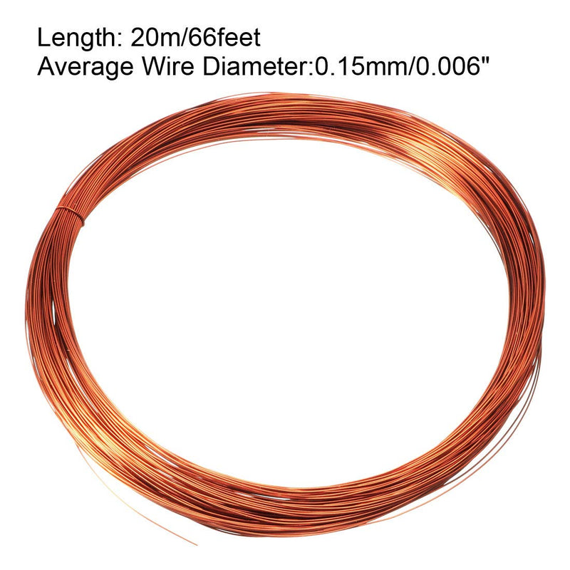 uxcell 0.15mm Dia Magnet Wire Enameled Copper Wire Winding Coil 66ft Length Widely Used for Transformers Inductors