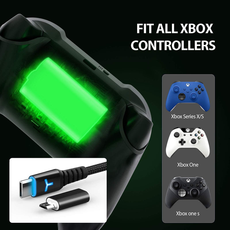 2 Pack Rechargeable Controller Battery Pack for Xbox Series X|S and Xbox One with 10FT USB C Charging Cable and Micro USB Adapter 6amLifestyle Battery Pack Xbox Play and Charge Kit, XBOX-SB03 Battery*2 Black