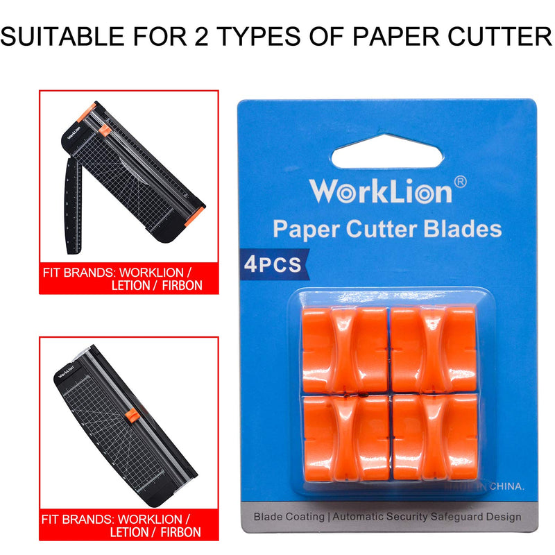 WORKLION Paper Trimmer Replacement Blades with Automatic Security Safeguard Design - A4 Paper Cutter Blade Refill (4 Pack)