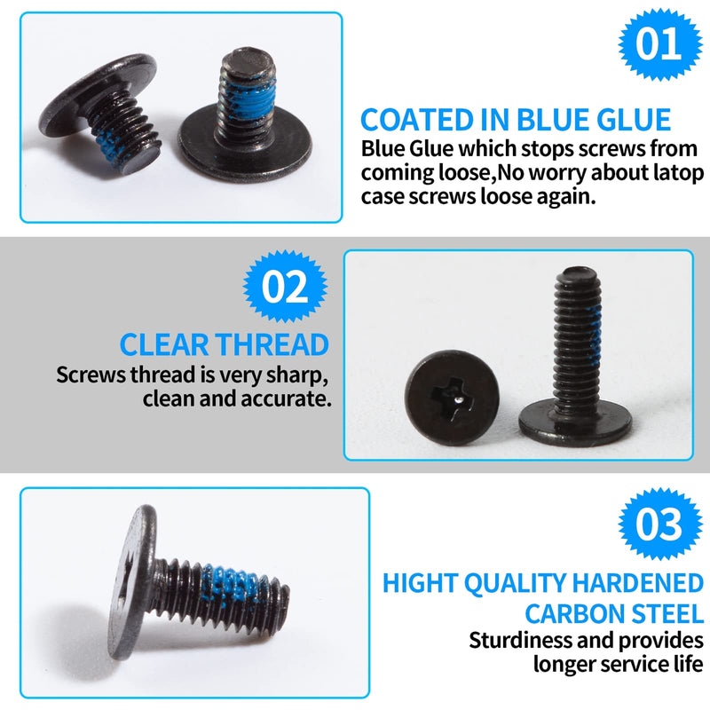 MEIYYJ Laptop Notebook Computer Replacement Screws Kit,Notebook Computer Screw with Blue Glue,PC Flat Head M2 M2.5 M3,Countersunk SSD Electronic Repair Accessories for Motherboard Fan Power Graphics 500PCS