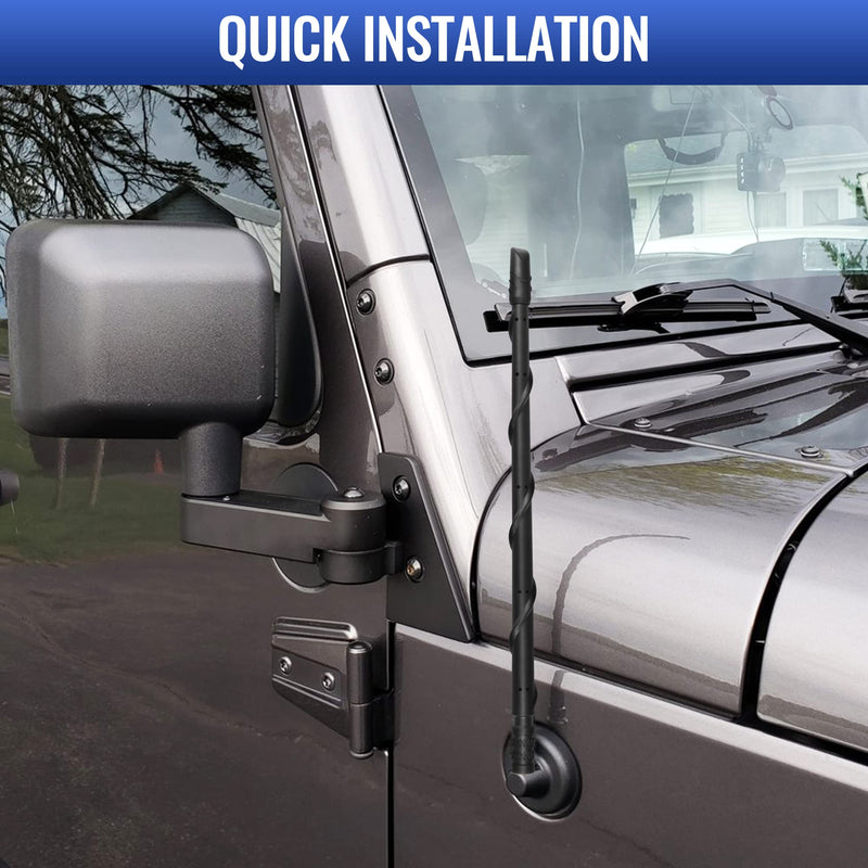 VOFONO Antenna for 2007-2023 Jeep Wrangler JK JL Unlimited Gladiator JT Rubicon Sahara, Jeep Wrangler Accessories, 13 Inch Jeep Wrangler Antenna for AM FM Radio Reception Jeep Wrangler Gladiator 13 Inch (New Release-Bevel Head)