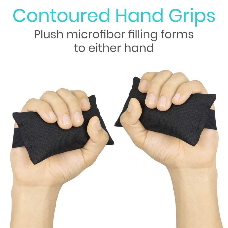 Vive Palm Grip Protector (3 Pack) - Hand and Finger Contracture Cushions - for Arthritis, Skin Breakdown, Exercise Strength - Comfortable Elastic Band Sized for Men and Women - Stroke Patient Rehab Black