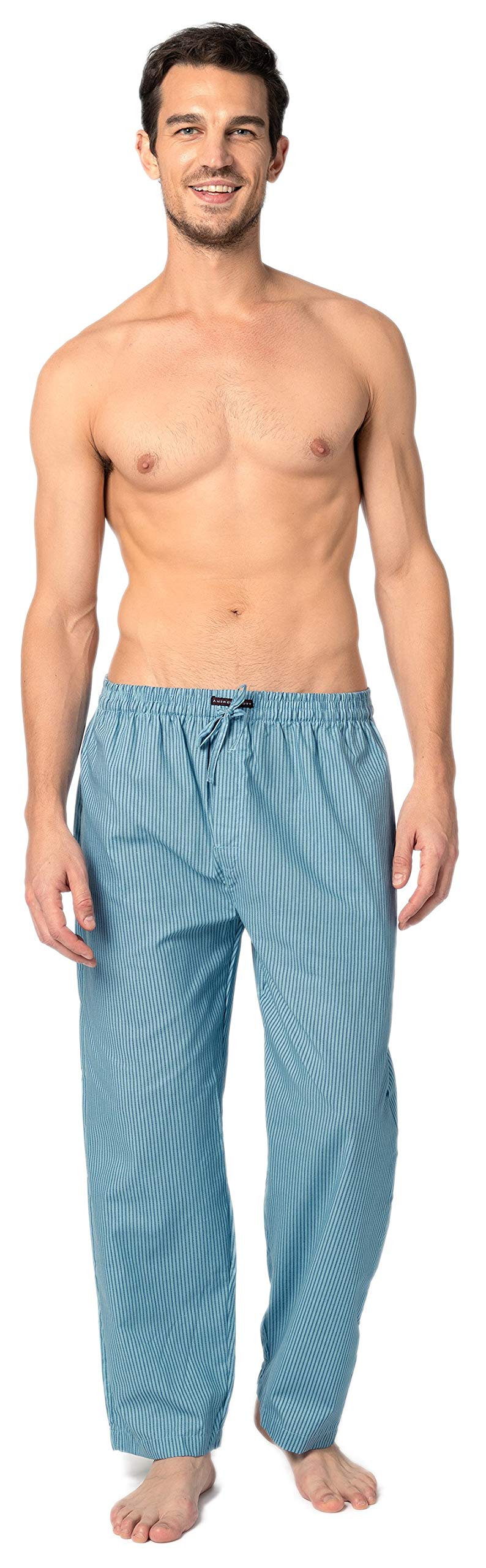 Andrew Scott Men's 2 Pack Super Soft Woven Pajama & Sleep Long Lounge PJ Pants 2 Pack- Blues Large