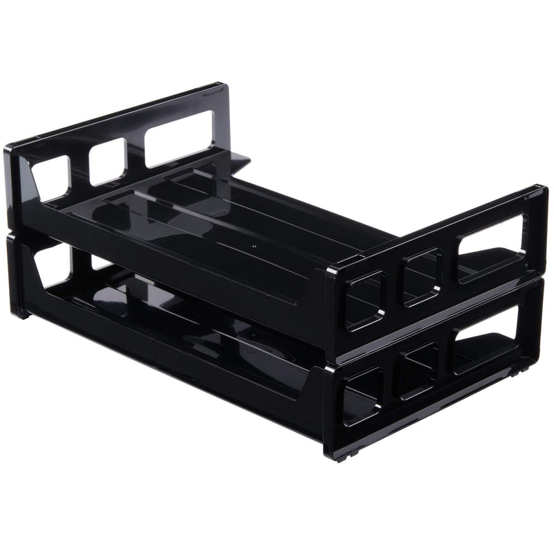 1InTheOffice Stackable Paper Tray, Letter Trays & Stacking Supports, Side Load Letter Tray 2 Pack
