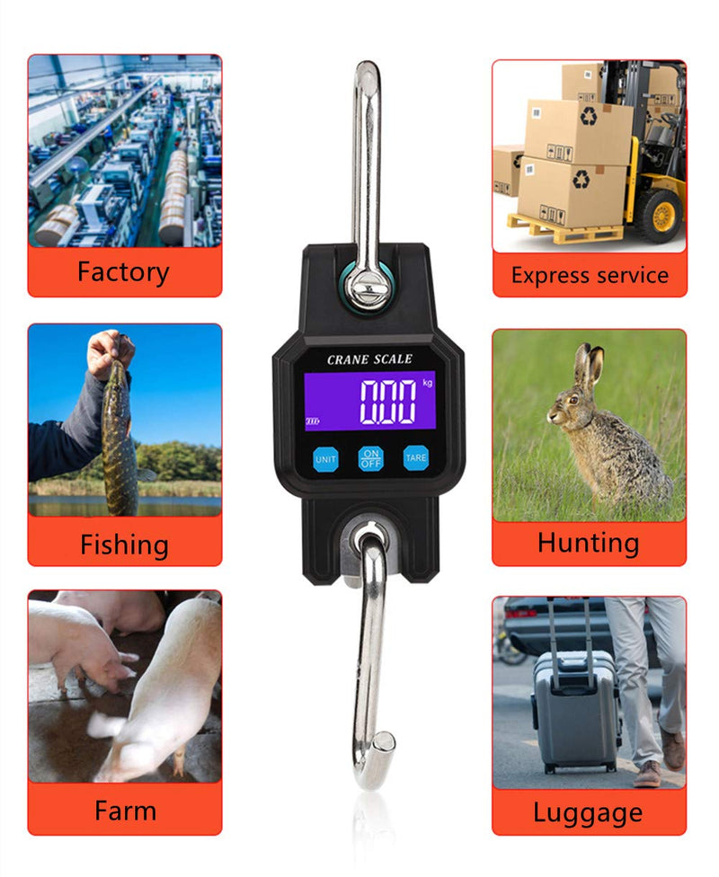 Crane Scale,Klau Portable Rechargeable 300 kg / 600 lb Heavy Duty Digital Hanging Scales LED Display with Backlight Orange for Home Farm Hunting Outdoor