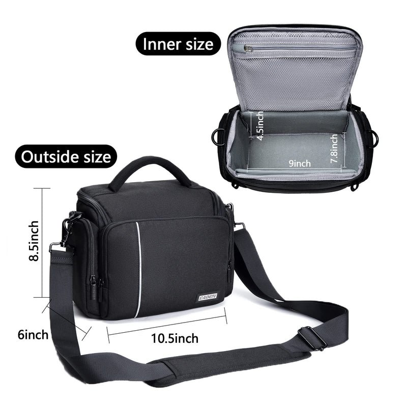 CADeN Compact Camera Shoulder Crossbody Bag Case Compatible for Nikon, Canon, Sony SLR/DSLR Mirrorless Cameras and Lenses Waterproof (Large, 2.0 Black) Large