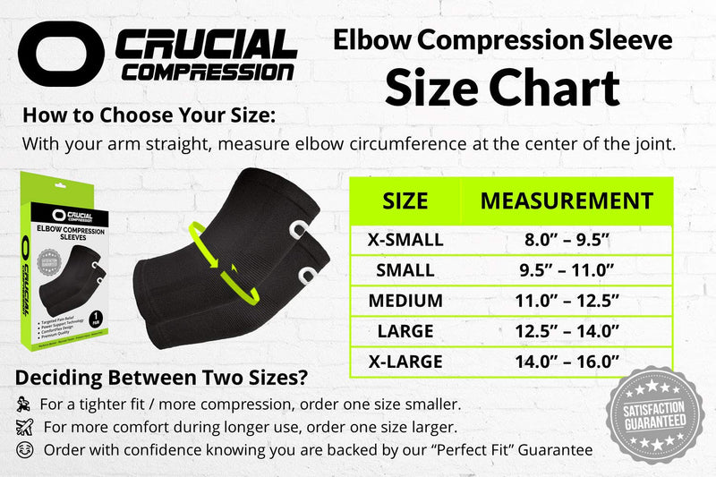 Elbow Brace Compression Sleeve (1 Pair) - Instant Arm Support Elbow Sleeves for Tendonitis, Arthritis, Bursitis, Golfers & Tennis Elbow Brace, Treatment, Workouts, Weightlifting, Pain Relief, Recovery Medium (11.0-12.5") Elbow Circumference Black