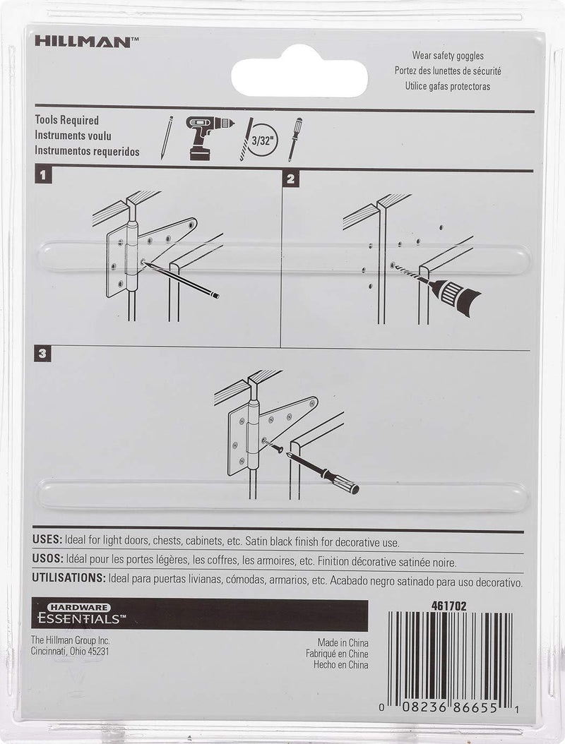 Hillman Hardware Essentials 851683 Light T-Hinges Zinc 5" -2 Pack