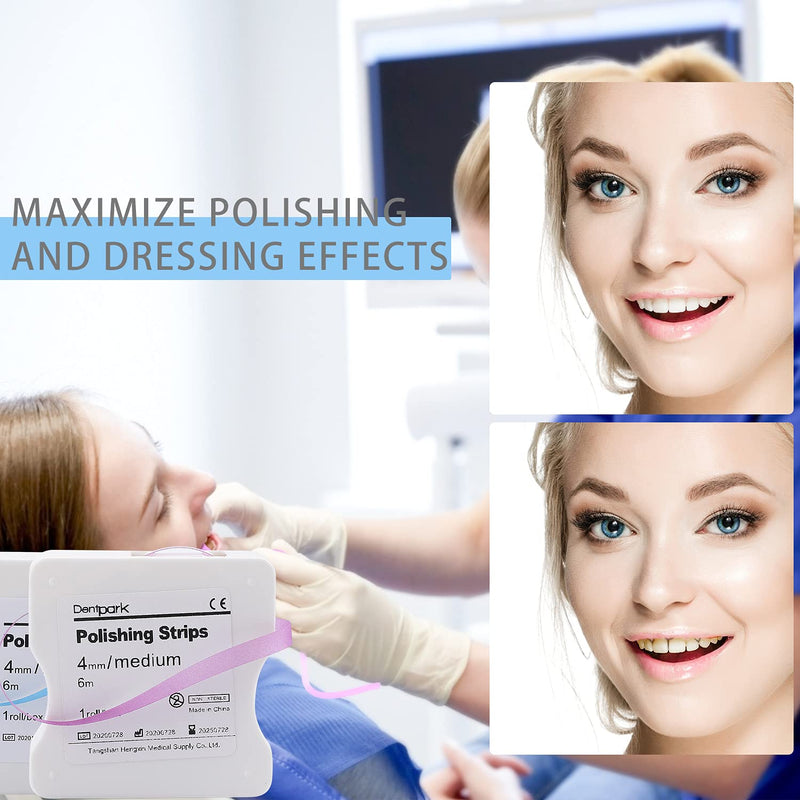 faruijie Dental Polishing Strip - Dental File for Teeth Sanding Grinding Deep Teeth Cleaning Tool Teeth Abrasive Finishing Strip Dental Care 4mm x 6M 1Roll Roll-Blue