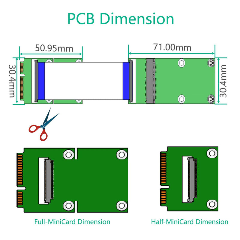 Mini PCI-E Express mSATA Extension Cable pcie Extender for Wireless Card mSATA SSD Blue