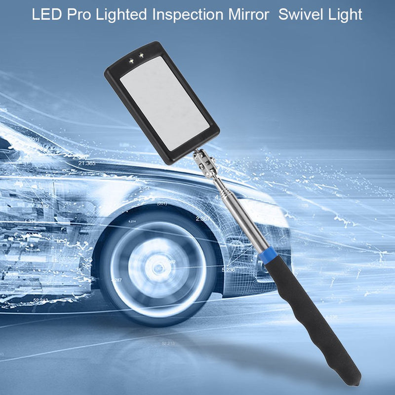 Telescoping LED Lighted Inspection Mirror Adjustable 360 Degree Flexible Rotation for Additional Viewing Vehicle Inspection Mirror