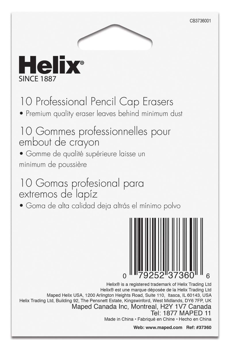 Maped Helix USA Helix Professional Pencil Cap Latex Free Oversized Erasers 10ct (37360), White
