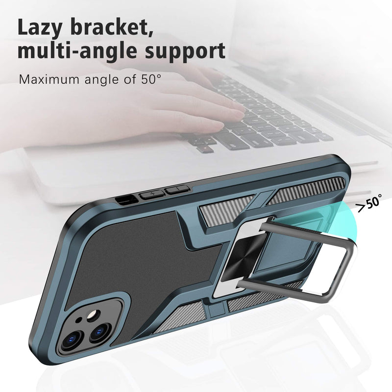 Yourong Designed for iPhone 11 Military-Grade Case with Kickstand, Shockproof Bumper Case for iPhone 11 6.1 (Cyan) Cyan