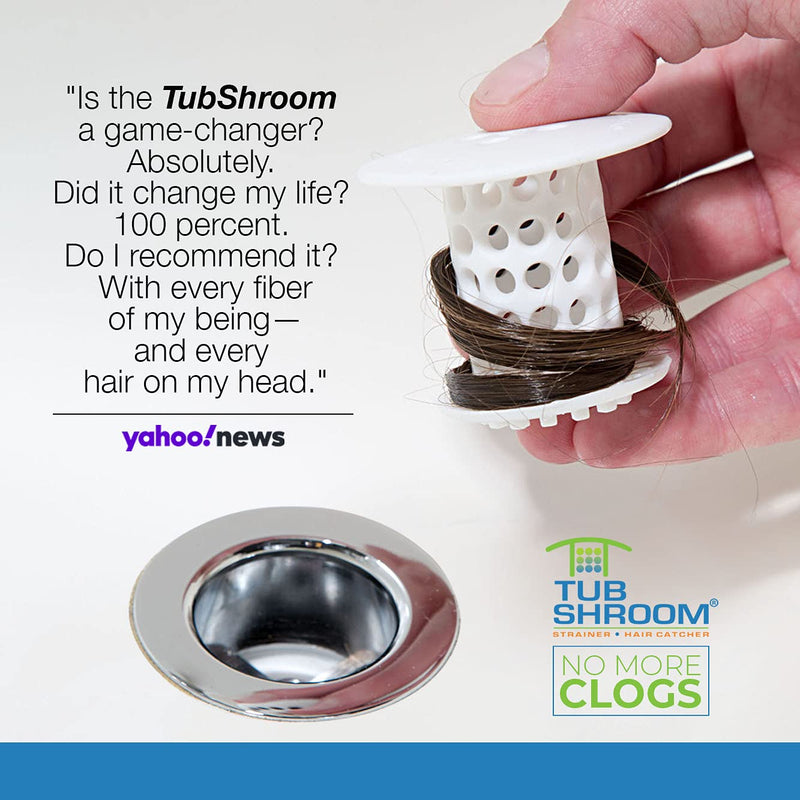 TubShroom The Revolutionary Tub Drain Protector Hair Catcher/Strainer/Snare, White, 2.25 x 2.25 Inch