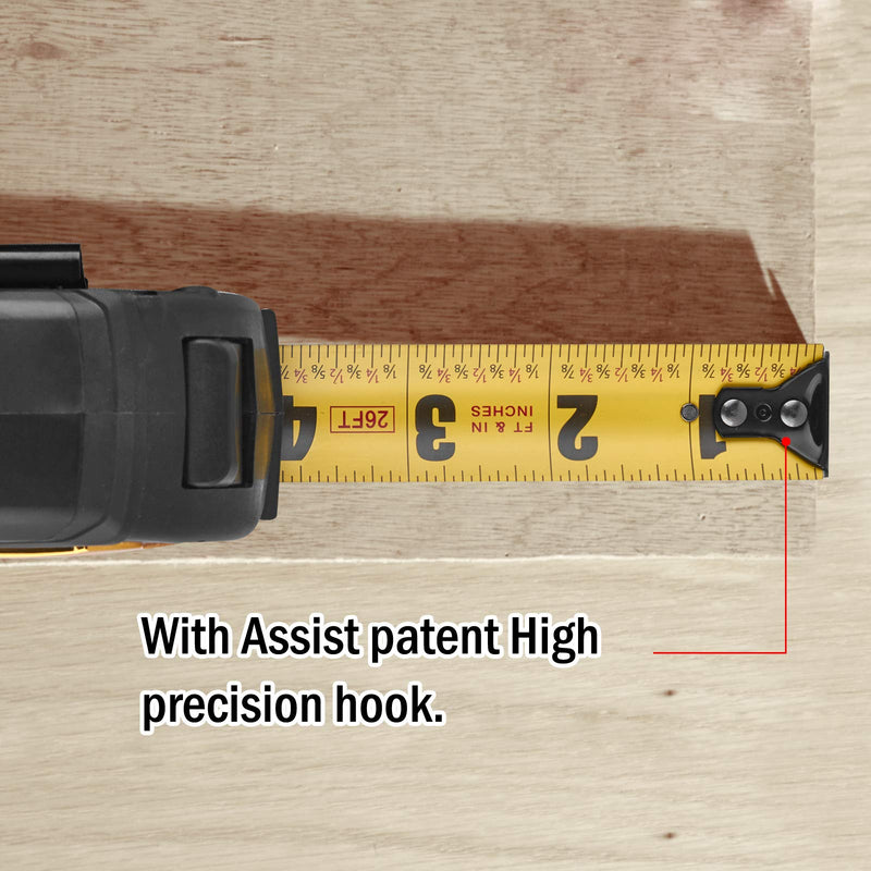 ASSIST 26FT Measuring Tape By ASSIST 3.2m Level Standout, both side printing metal blade,60% thicker blade,Heavy duty,8 times longer lifetime than normal one,Industray grade