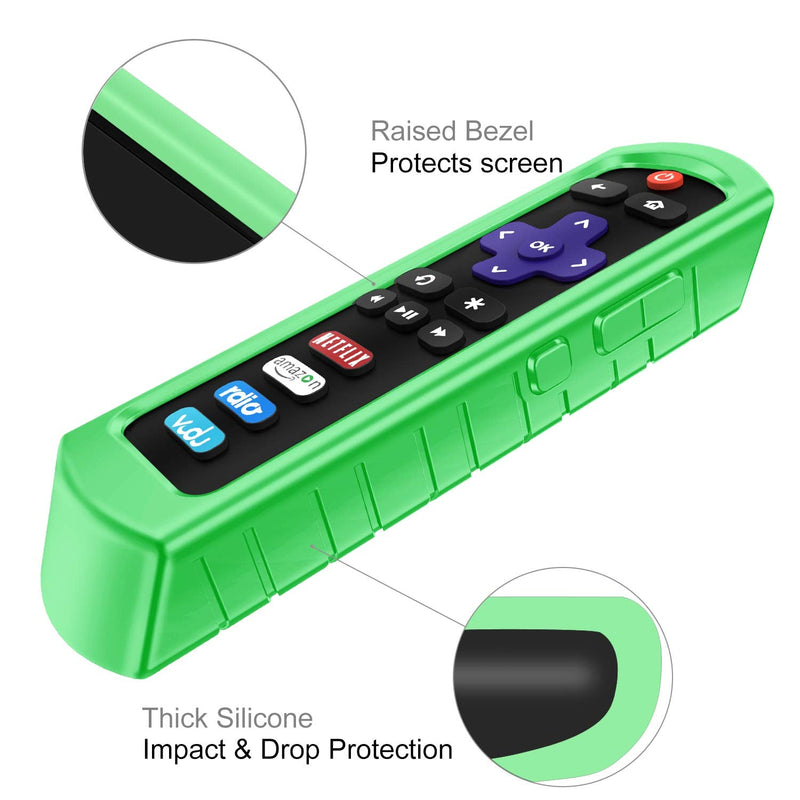 Fintie Protective Case for Roku Steaming Stick 3600R, TCL Roku TV RC280 Remote - CaseBot (Honey Comb Series) Light Weight (Anti Slip) Shock Proof Silicone Remote Controller Cover, Green Glow Steaming Stick (3600R) / TCL RC280 Z-Green Glow