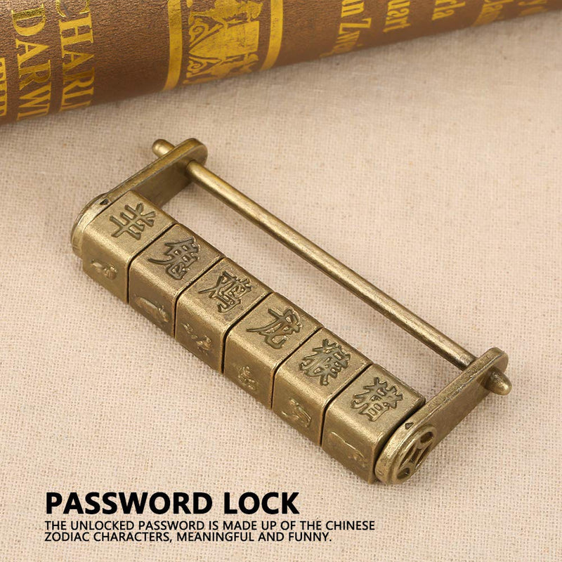 Retro Zinc Vintage Antique Chinese Old Jewelry Code Password Lock Padlock Lock Jewelry Box Padlock Hardware