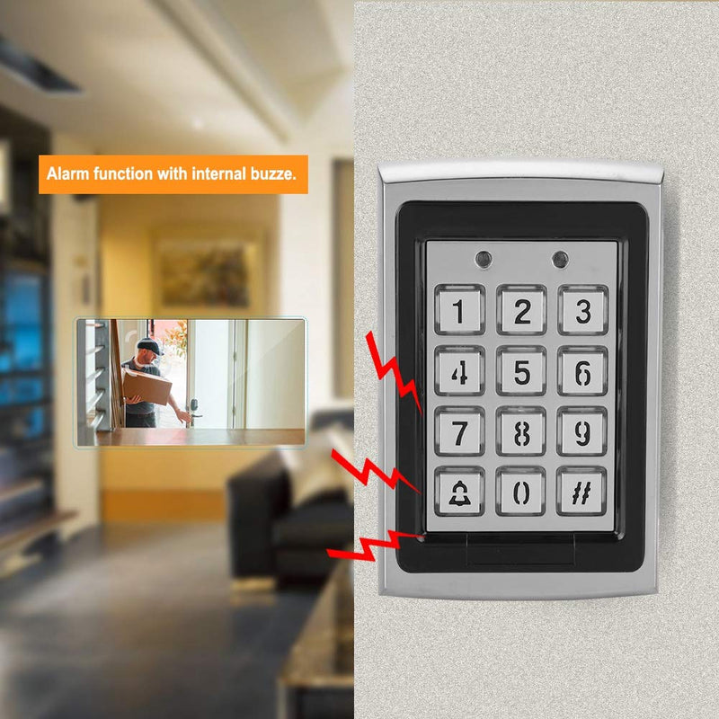 RFID 125KHz Standalone Access Control with Blue Backlit Keypad Support 1000 Users (Silver)