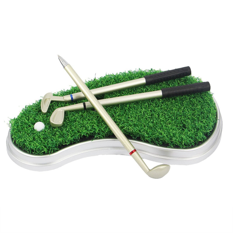 HKOO Golf Gift Golf Pens Holder, Golf Bag Holder with 3 Pieces Aluminum Pen Golf Bag Pencil Holder,Golf Souvenirs Gifts for Golfer Fans Coworker White and Black