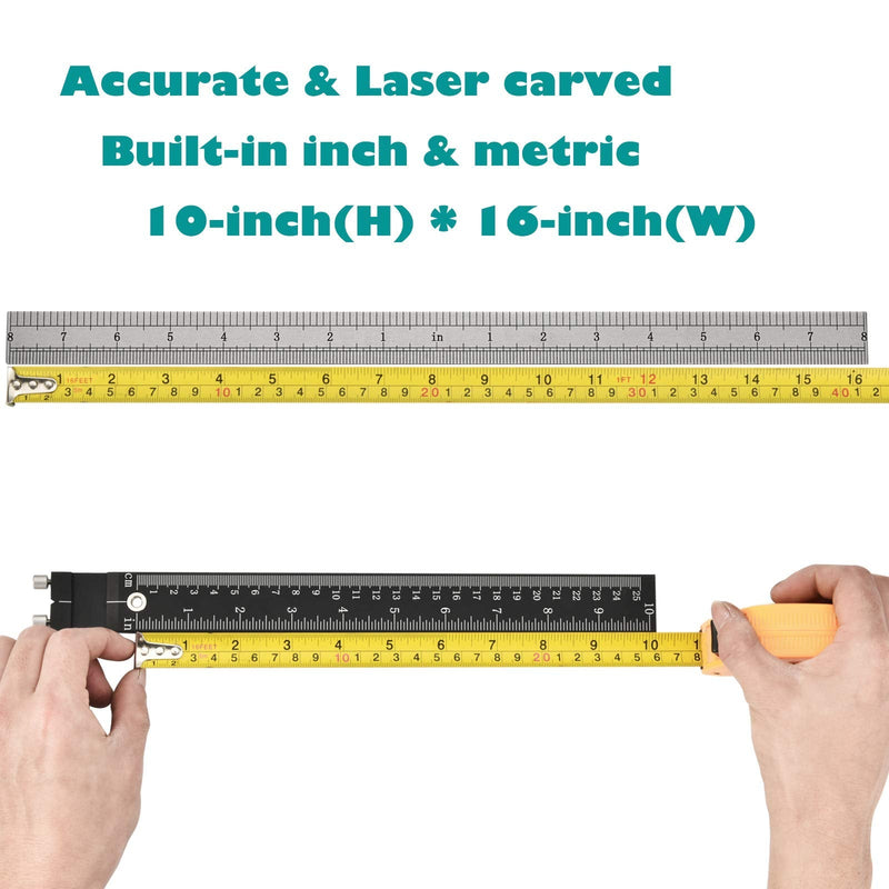 Cabinet Hardware Jig All Metal, with Φ5mm & Φ4.2mm Drilling Hole, Aluminum Alloy Cabinet Hole Drilling Template for Knob/Handle/Pull. Extra 2 Drill Bits & 1 Set of Fittings, Inch & Metric(2 Scale) Black