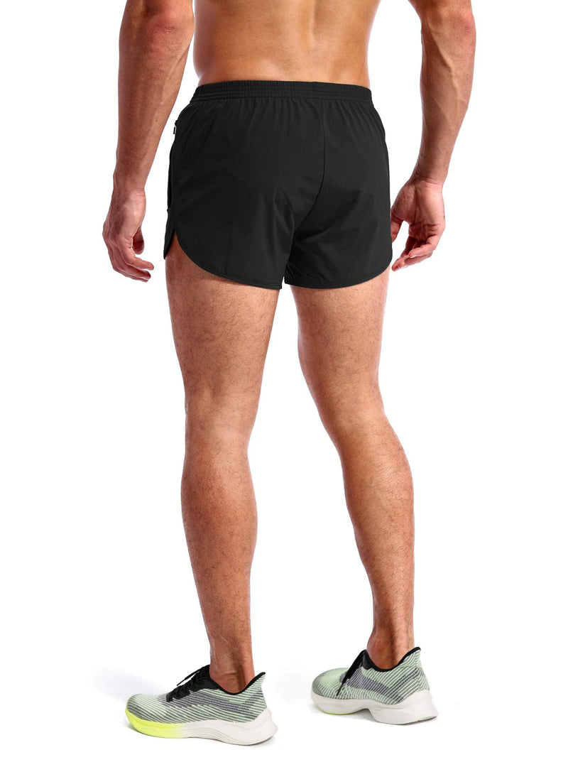 Pudolla Men’s Running Shorts 3 Inch Quick Dry Gym Athletic Workout Shorts for Men with Zipper Pockets Small Black