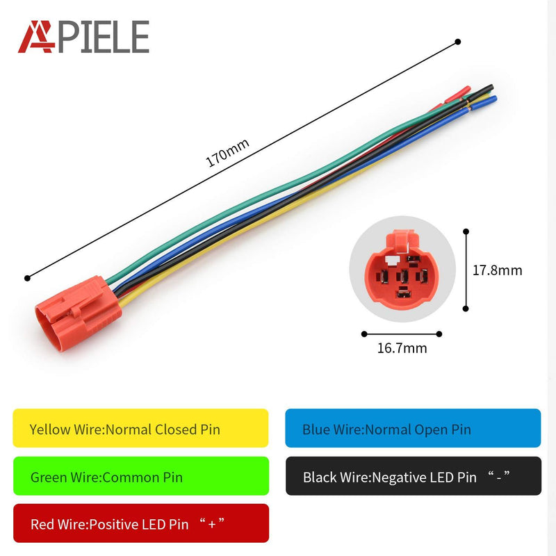 APIELE 16mm Momentary Push Button Switch On Off Stainless Steel with 12V LED Angel Eye Head for 16mm 0.63" Mounting Hole with Wire Socket Self-Reset (Blue) Silver Shell Blue