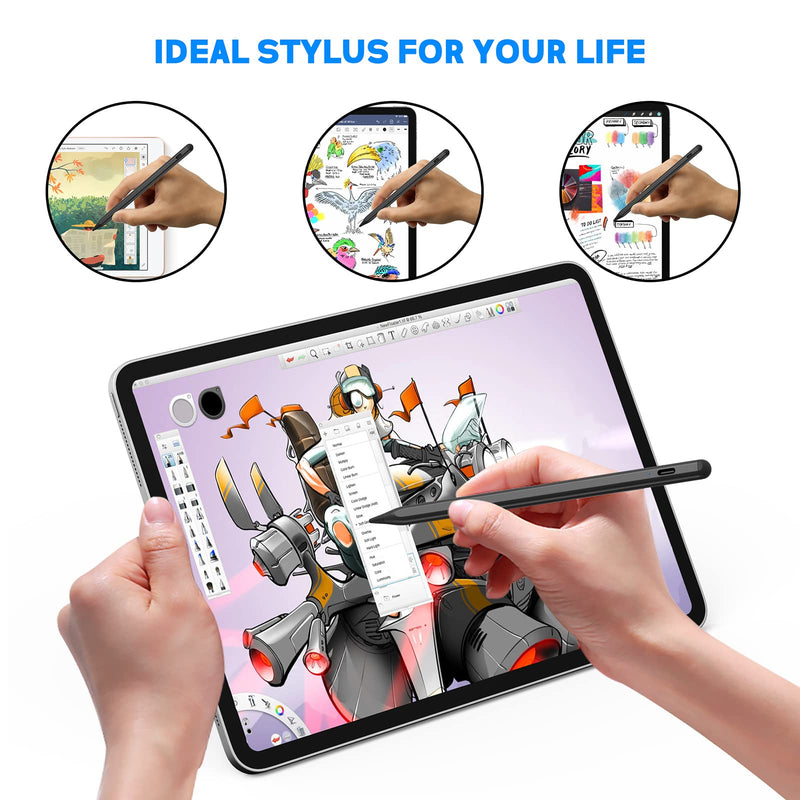 Stylus Pens for Touch Screens, NTHJOYS Active Stylus Pencil for iOS/Android with Magnetic Design Fine Point Stylist Compatible with Apple iPad/Pro/Air/Mini/iPhone/Samsung/Tablets Writing & Drawing Black