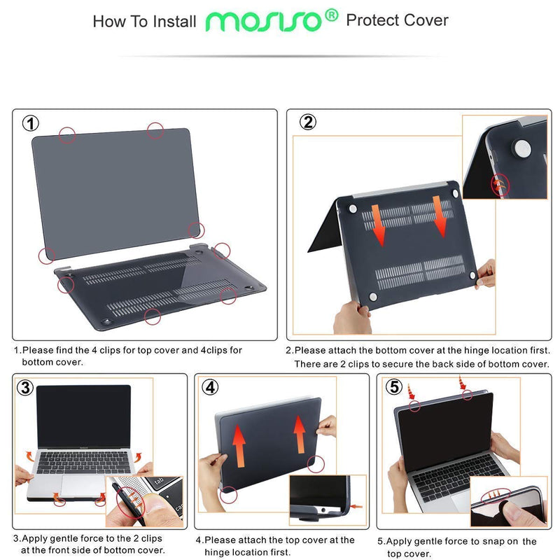 MOSISO Compatible with MacBook Air 13 inch Case 2020 2019 2018 Release A2337 M1 A2179 A1932, Plastic Hard Shell Case & Vertical Sleeve Bag with Pocket, Black