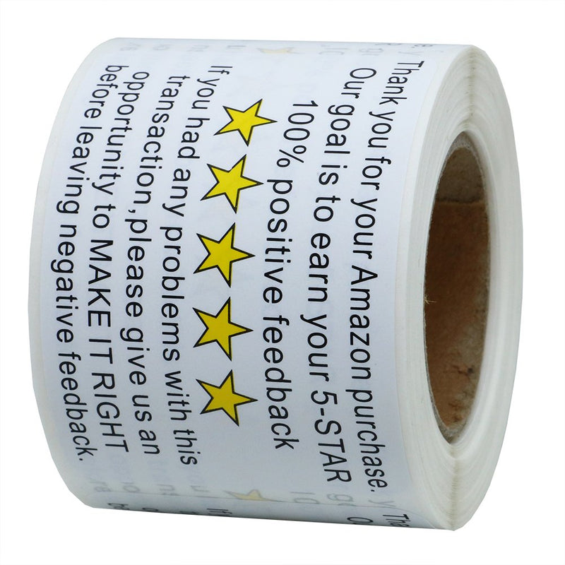 Hybsk 2"x 3" Amazon Thank You for Your Purchase Feedback Shipping Labels Adhesive Label 200 Per Roll