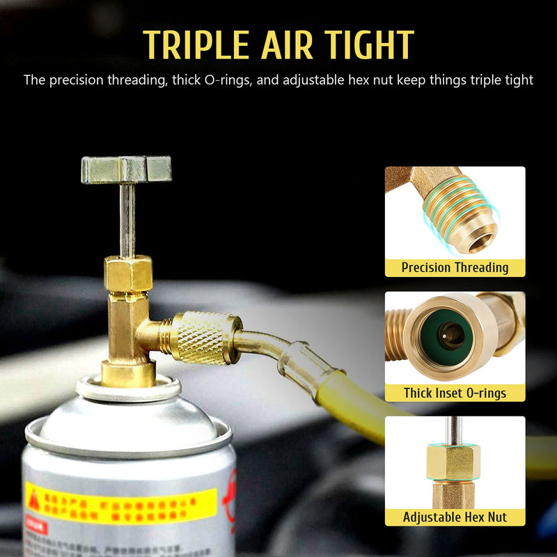 Orion Motor Tech R134a Can Tap, Puncture Style R134a Refrigerant Dispenser with Tank Adapter for 1/4" and 1/2" AC Charging Hoses for Refilling Automotive Truck SUV and Other Air Conditioning Systems