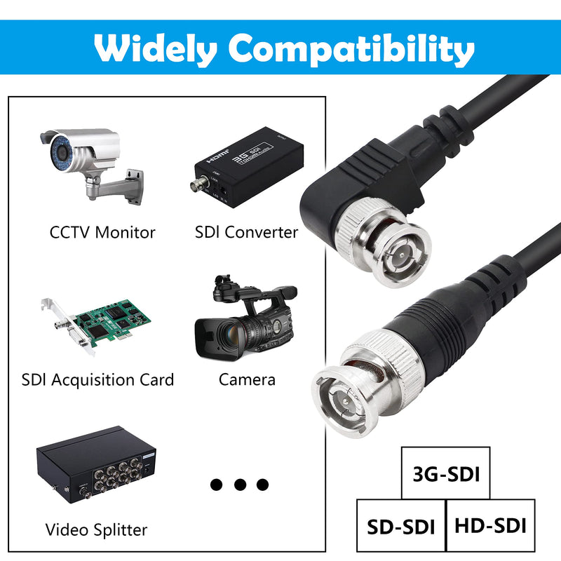 YACSEJAO BNC Cable 3G/HD SDI Coiled Cable BNC to Right Angle BNC Extension Connector Adapter for Video Security Camera CCTV Systems, Oscilloscope（Can Extend Up to 2M/6.6FT）
