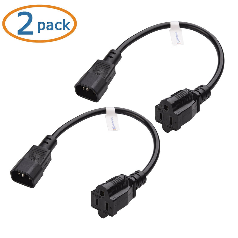 Cable Matters 2-Pack Computer Equipment to PDU Power Cord, Power Cable (IEC C14 to NEMA 5-15R) 1 Foot