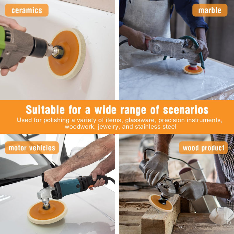 Pack of 8 wool polishing attachments, angle grinder polishing discs, 125 mm, buffing disc, angle grinder, round flex polishing discs for drills, angle grinders, grinding tools