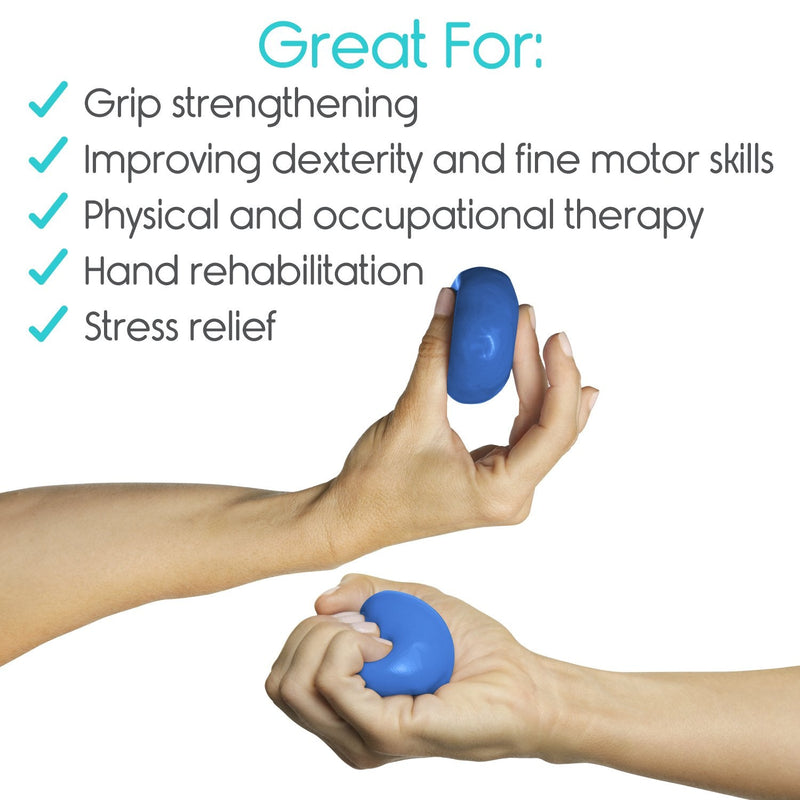 Vive Therapy Putty, Occupational Hand Tools (2 Pack) - Sensory Stress Relief - for Physical Exercise, Finger Pain, Grip Strength, Rehab, Arthritis, Adults, Forearms, Fidgeting, Motor Skills Blue (Medium)