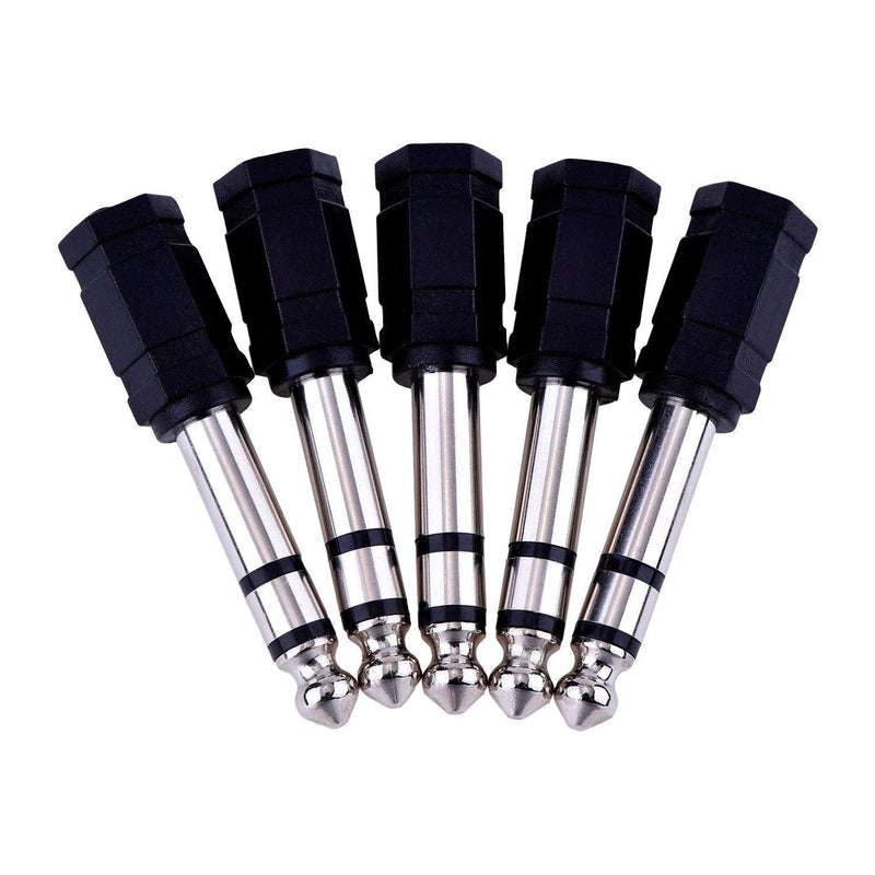eBoot Headphone Adapter 6.35 mm Male to 3.5 mm Female Stereo Audio Earphone Jack Adapter, 5 Pieces, Black