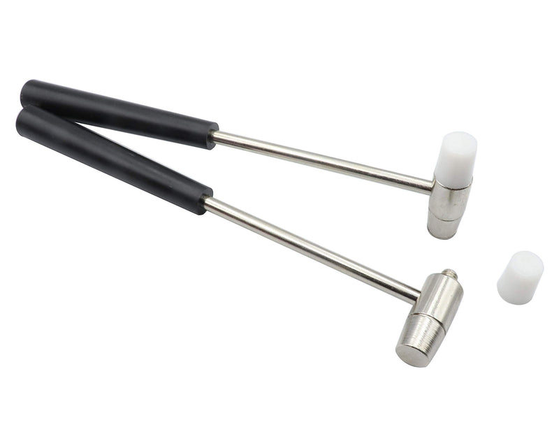 LBY 2-Pack Jewelers Dual Head Hammer, 11mm(.43'') Small Metal Hammer Black Handle Small Plastic Hammer Set, Non Slip Plastic Grip Perfect,for Leather Crafts Jewelry Hammer 11mm(.43'') Black Handle Small Hammer