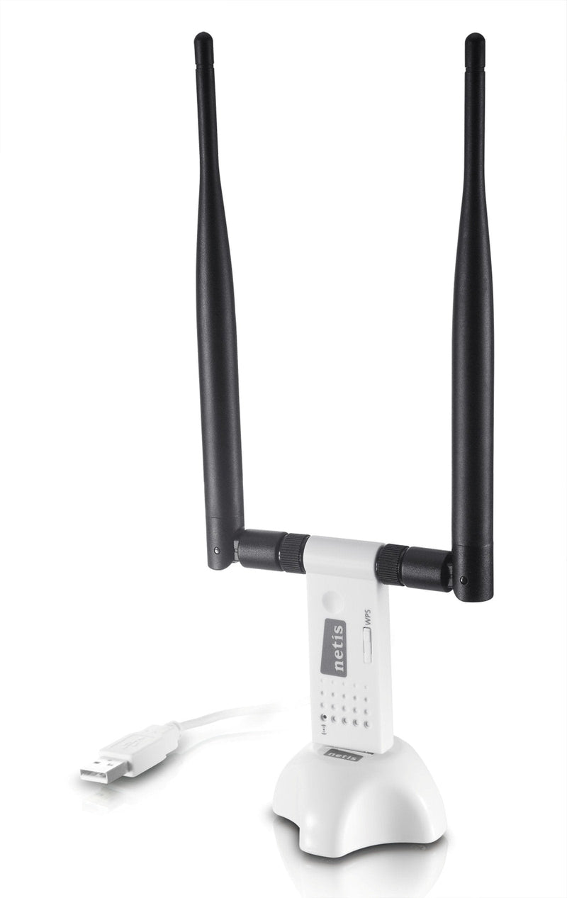 Netis Wireless N 300Mbps Long-Range USB Adapter with Two 5dBi Antennas and USB 2.0 Cradle (WF-2116), 300 Mbps High Gain