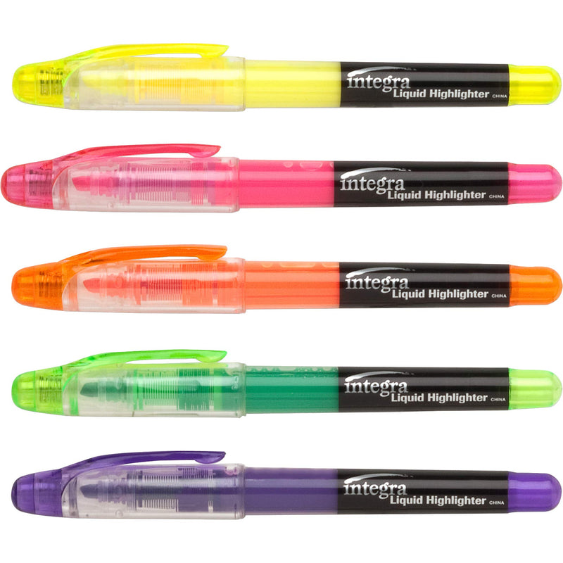 Integra Liquid Ink Highlighter, Chisel Tip, 5/Set, Assorted (ITA30000)