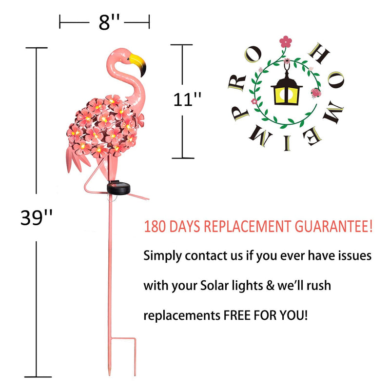 Homeimpro Garden Solar Lights,Flamingo Pathway Outdoor Stake Metal Lights,Waterproof Warm White LED for Lawn,Patio or Courtyard