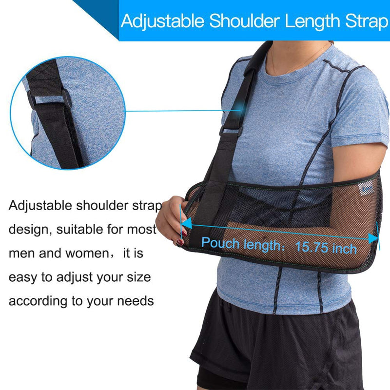 Mesh Arm Shoulder Sling - Medical Shoulder Immobilizer for Shower - Adjustable Arm Brace for Torn Rotator Cuff Injury - Right Left Arm for Men Women - Shower Sling for Elbow, Wrist updated version