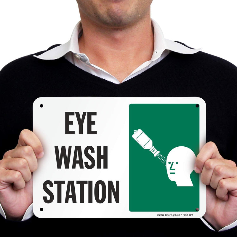 SmartSign S2-0584-PL-10 "Eye Wash Station" Sign | 7" x 10" Plastic 10" x 7" Plastic