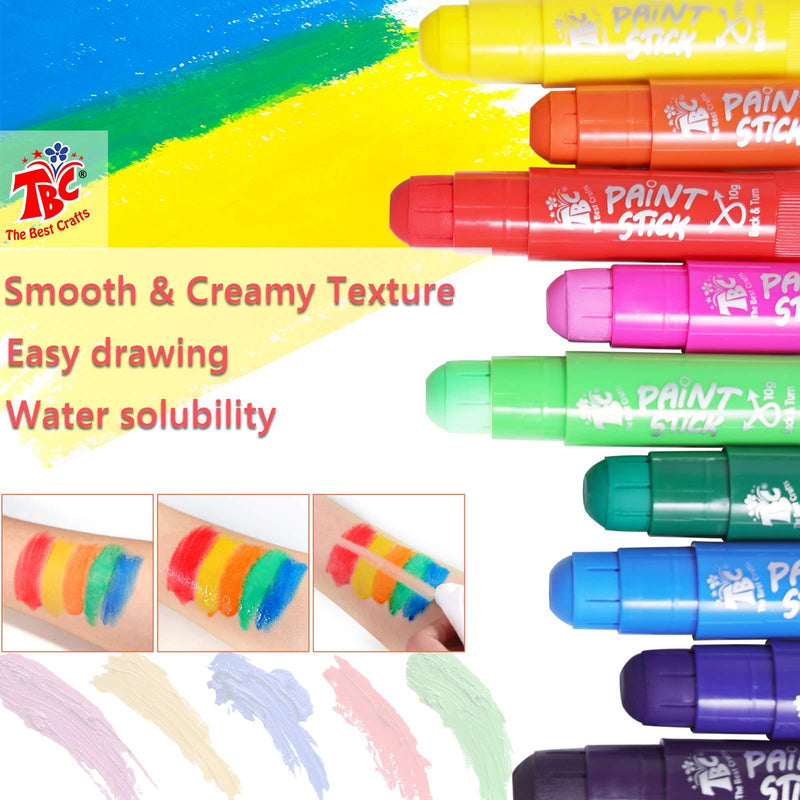 TBC The Best Crafts Tempera Paint Sticks,12 Classic Colors, Washable,Non- Toxic,Crayon Paint Sticks for Kids and Student 12 Colors