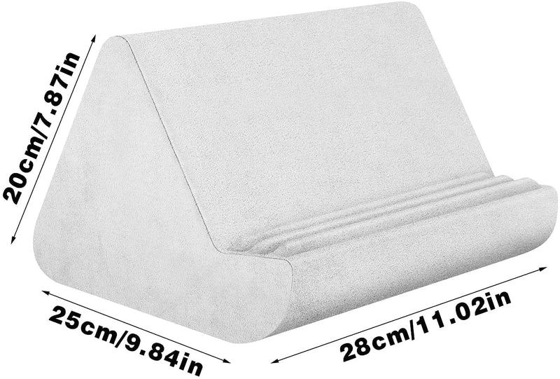 Soft Tablet Stand Pillow with Pocket,Tablet Cushion Stand,Adjustable 3 Viewing Angle,Lazy Holder Stand for Bed Sofa,Compatible with iPads Tablets eReaders Smartphones Books Magazines (Grey) Grey