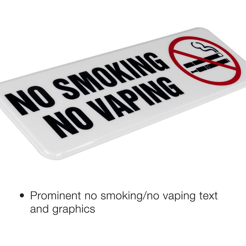 No Smoking No Vaping Sign: Indoor Outdoor No Smoking Warning. 9 x 3 Inches, Pack of 4