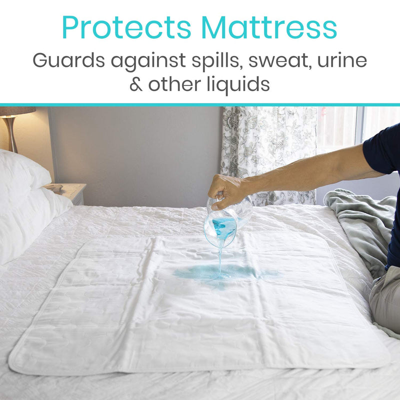 Vive Washable Incontinence Bed Pad - Heavy Duty, Absorbent Waterproof Urinary Mattress Protector - Overnight Sheet, Reusable Dry Bed Wetting Urinary Underpad Mattress Protection - Elderly Seniors, Kid 1 34" x 36"