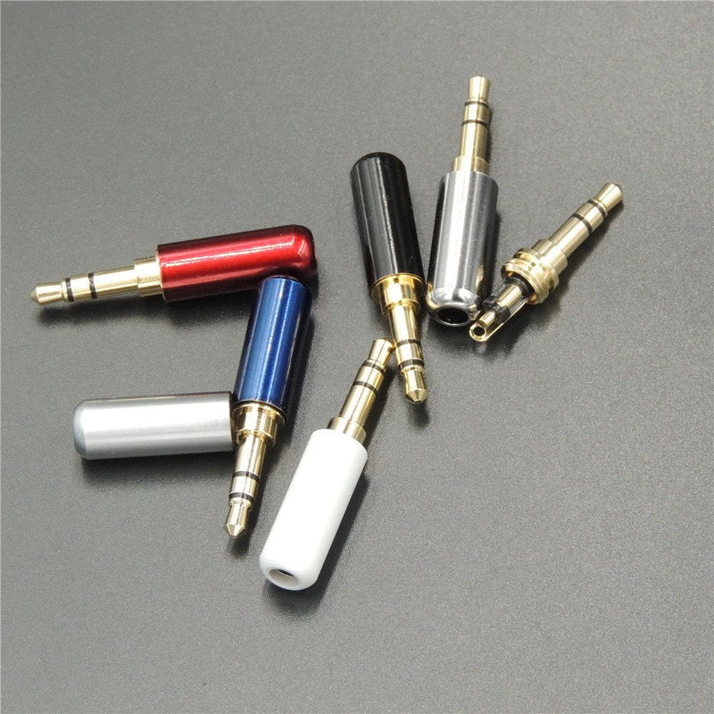 VizGiz 6 Pack Weldable 1/8" 3.5mm Plug Audio Jack Connector 3 Pole Gold-Plated Metal Earphone Adapter Soldering & Spring Tool for DIY Stereo Headset Earphone Replacement for Repair Headphone